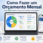 Como fazer um orçamento mensal: gráfico de despesas no portátil e no telemóvel, com calendário