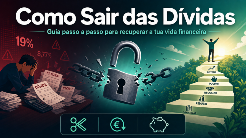 Como sair das dívidas em Portugal: cadeado aberto e escadas a subir rumo à liberdade financeira
